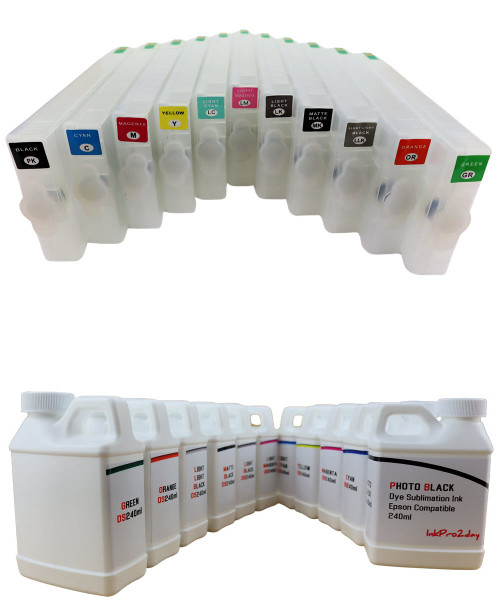 11- Color 240ml Bottle Dye Sublimation Ink 11 Refillable Ink Cartridges for Epson SureColor P5000 Printer