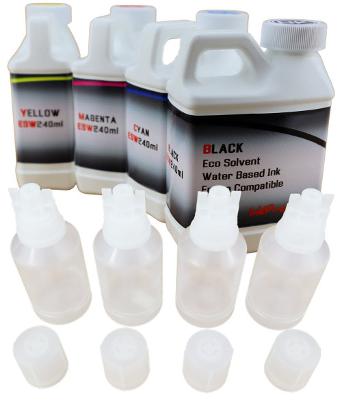 Eco Solvent Water Based Ink 4- 240ml bottles with 4- 135ml bottles to fill the printer for Epson WorkForce ST-C2100 ST-C4100 Printers