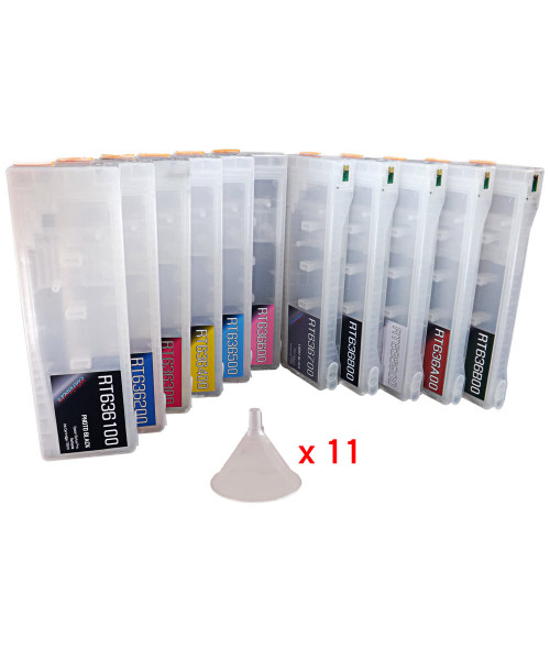 11 Cartridge Package - Epson Stylus Pro 7900, 9900 Refillable Ink Cartridges 700ml