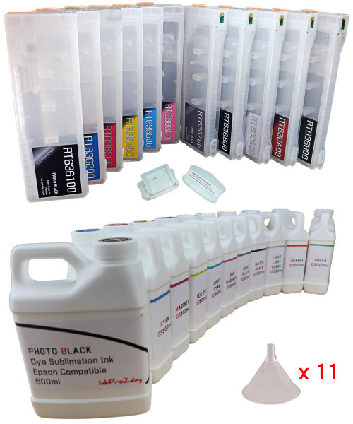 Dye Sublimation Ink 11- 500ml Bottles 11- Refillable Ink Cartridges for Epson Stylus Pro 7900 9900 printers