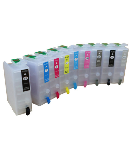 9 Refillable Ink Cartridges 25.9ml each (empty) with Auto Reset Chips installed for Epson Stylus Photo R3000 Printer