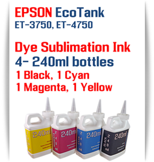 4- 240ml bottles EPSON EcoTank ET-3750, ET-4750 Dye Sublimation Ink

EPSON EcoTank ET-3750, ET-4750 EcoTank Printers