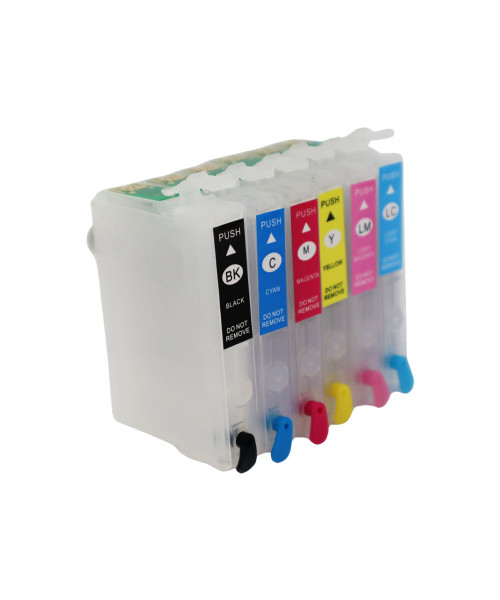 6 Refillable Ink Cartridges with auto reset chips for Epson Artisan 1430 printer