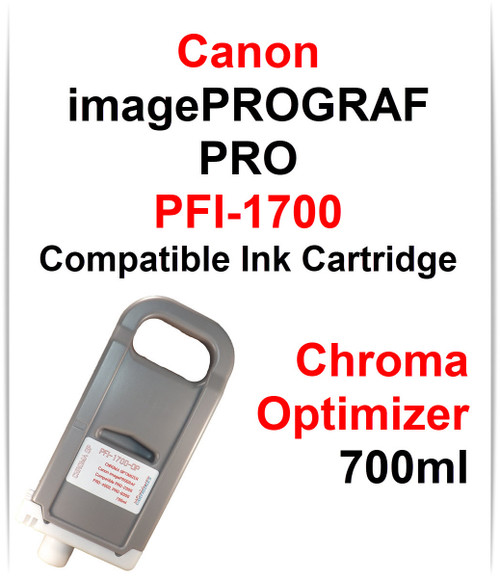 PFI-1700 Chroma Optimizer compatible Ink cartridges 700ml Canon imagePROGRAF PRO printers
CANON imagePROGRAF PRO-2000, PRO-4000, PRO-6000, PRO-2100, PRO-4100, PRO-6100 printers