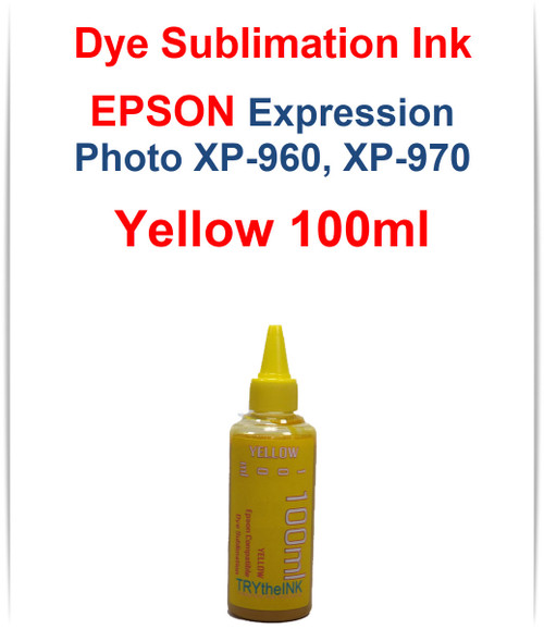 Yellow 100ml bottle Dye Sublimation Ink 
Epson Expression Photo XP-960 XP-970 Printers