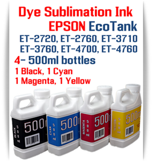 EPSON EcoTank ET-2720 ET-2760 Printer 4 Color Package 500ml bottles Dye Sublimation Bottle Ink
