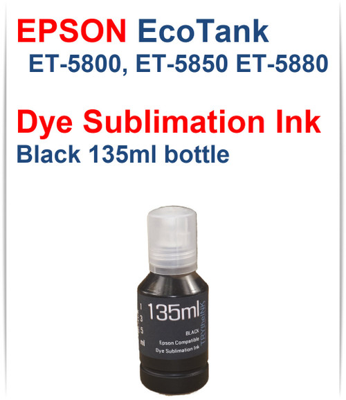 Black 135ml bottle EPSON EcoTank ET-5800 ET-5850 ET-5880 Printer Dye Sublimation Bottle Ink
