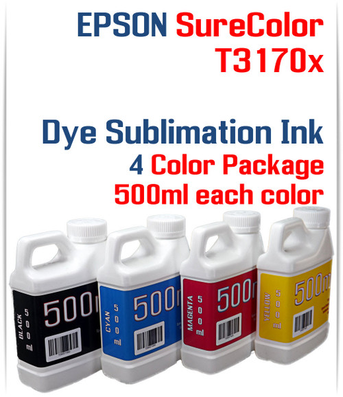 Dye Sublimation Ink 4- 500ml bottles for EPSON SureColor T3170x printer