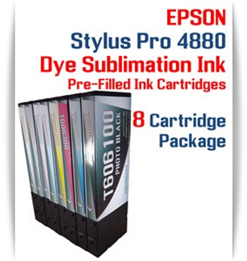 8 Cartridge Package - Epson Stylus Pro 4880 Dye Sublimation Ink Cartridges 220ml