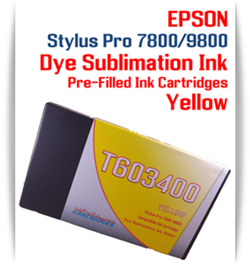 Yellow Epson Stylus Pro 7800/9800 Pre-Filled with Dye Sublimation Ink Cartridge 220ml each