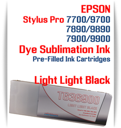 Light Light Black Epson Stylus Pro 7890/9890, 7900/9900 Pre-Filled Dye Sublimation Ink Cartridge