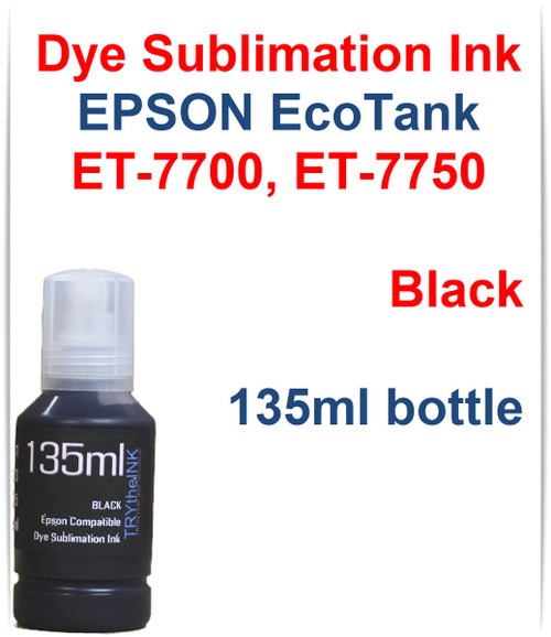 Black 135ml bottle Dye Sublimation Ink for EPSON EcoTank ET-7700 ET-7750 Printer