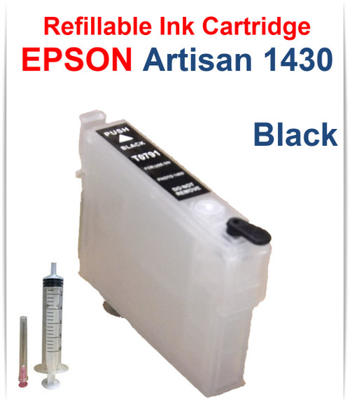 Epson Artisan 1430 printer Black Refillable Ink Cartridge with Syringe for filling the cartridge