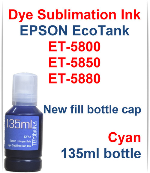 Cyan 135ml bottle EPSON EcoTank ET-5800 ET-5850 ET-5880 Printer Dye Sublimation Ink