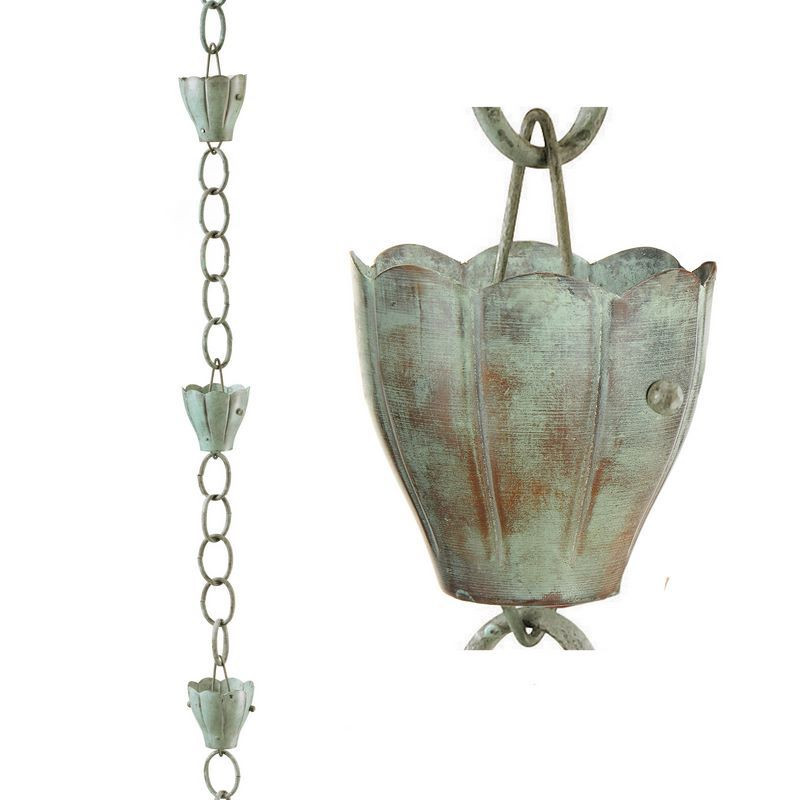 Good Directions 6 Cup Crocus Pure Copper 8.5 ft. Rain Chain