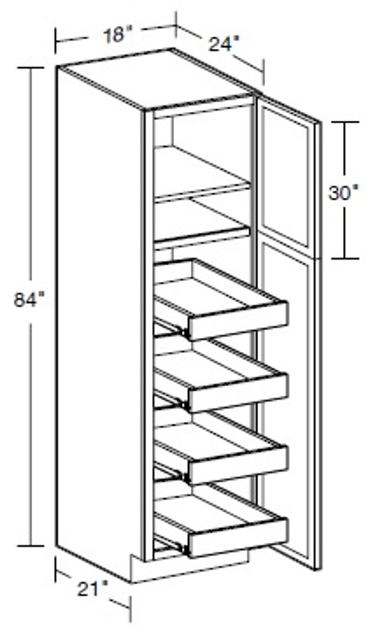 Ideal Cabinetry Fulton Mocha Pantry Cabinet - U182484-4T-FMG