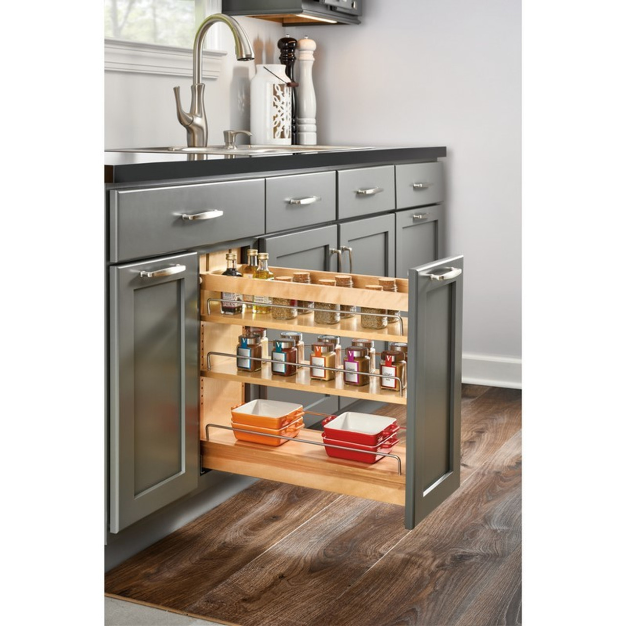 Rev-A-Shelf - 448-BC-5C - 5 in. Pull-Out Wood Base Cabinet Organizer