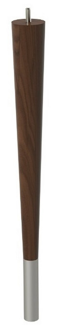 18" Round Tapered Leg with bolt & 4" Brushed Aluminum Ferrule Walnut with Semi-Gloss Clear Coat Finish 1.87" Diam. X 18" H