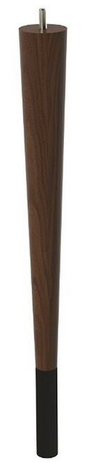 18" Round Tapered Leg with bolt & 4" Wrought Iron Ferrule Walnut with Semi-Gloss Clear Coat Finish 1.87" Diam. X 18" H