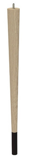 24" Round Tapered Leg with bolt & 4" Wrought Iron Ferrule Ash 1.87" Diam. x 24" H