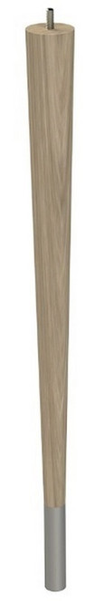 24" Round Tapered Leg with bolt & 4" Brushed Aluminum Ferrule White Oak 1.87" Diam. x 24" H
