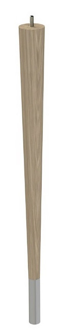 24" Round Tapered Leg with bolt & 4" Chrome Ferrule White Oak 1.87" Diam. x 24" H