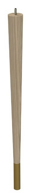 24" Round Tapered Leg with bolt & 4" Satin Brass Ferrule White Oak with Semi-Gloss Clear Coat Finish 1.87" Diam. X 24" H