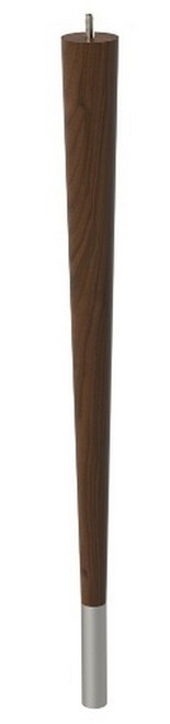 24" Round Tapered Leg with bolt & 4" Brushed Aluminum Ferrule Walnut 1.87" Diam. x 24" H