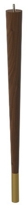 24" Round Tapered Leg with bolt & 4" Satin Brass Ferrule Walnut with Semi-Gloss Clear Coat Finish 1.87" Diam. X 24" H