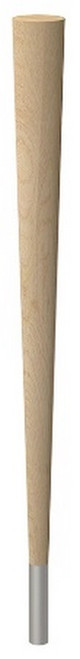 29" Round Tapered Leg & 4" Brushed Aluminum Ferrule Hardwood 2.25" Diam. x 29" H