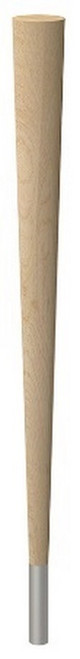 29" Round Tapered Leg & 4" Brushed Aluminum Ferrule Hardwood with Semi-Gloss Clear Coat Finish 2.25" Diam. X 29" H