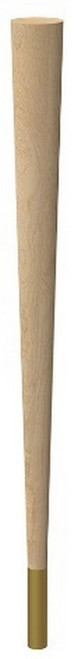 29" Round Tapered Leg & 4" Satin Brass Ferrule Hardwood with Semi-Gloss Clear Coat Finish 2.25" Diam. X 29" H