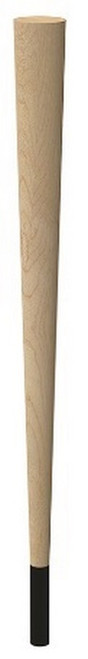 29" Round Tapered Leg & 4" Wrought Iron Ferrule Hardwood with Semi-Gloss Clear Coat Finish 2.25" Diam. X 29" H
