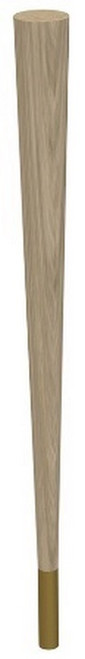 29" Round Tapered Leg & 4" Satin Brass Ferrule White Oak with Semi-Gloss Clear Coat Finish 2.25" Diam. X 29" H