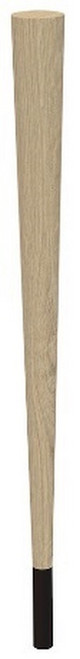 29" Round Tapered Leg & 4" Wrought Iron Ferrule White Oak with Semi-Gloss Clear Coat Finish 2.25" Diam. X 29" H