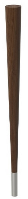 29" Round Tapered Leg & 4" Brushed Aluminum Ferrule Walnut 2.25" Diam. x 29" H