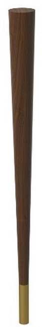 29" Round Tapered Leg & 4" Satin Brass Ferrule Walnut with Semi-Gloss Clear Coat Finish 2.25" Diam. X 29" H