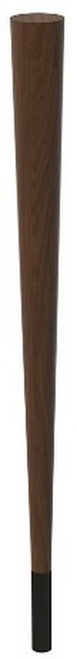 29" Round Tapered Leg & 4" Wrought Iron Ferrule Walnut with Semi-Gloss Clear Coat Finish 2.25" Diam. X 29" H