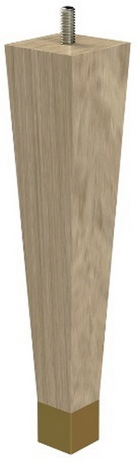 9" Square Tapered Leg with bolt & 1" Satin Brass Ferrule Ash with Semi-Gloss Clear Coat Finish 1.87" SQ. x 9" H