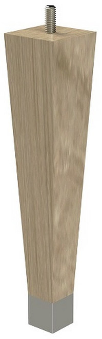 9" Square Tapered Leg with 1" Brushed Aluminum Ferrule White Oak 1.87" SQ. X 9" H