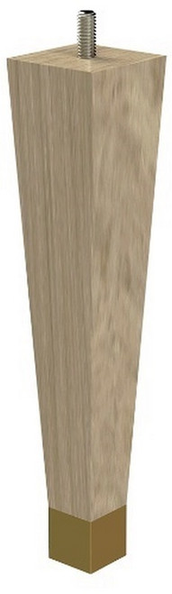 9" Square Tapered Leg with bolt & 1" Satin Brass Ferrule White Oak with Semi-Gloss Clear Coat Finish 1.87" SQ. x 9" H