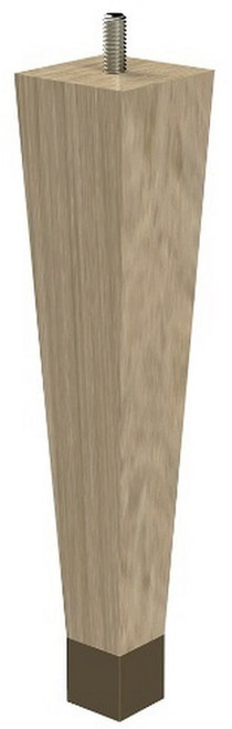 9" Square Tapered Leg with bolt & 1" Warm Bronze Ferrule White Oak with Semi-Gloss Clear Coat Finish 1.87" SQ. x 9" H