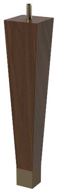 9" Square Tapered Leg with 1" Warm Bronze Ferrule Walnut 1.87" SQ. X 9" H