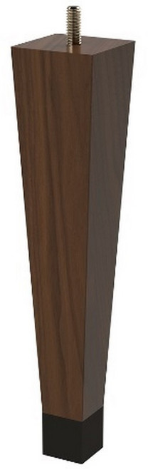 9" Square Tapered Leg with bolt & 1" Wrought Iron Ferrule Walnut with Semi-Gloss Clear Coat Finish 1.87" SQ. x 9" H