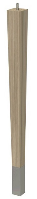 24" Square Tapered Leg with bolt & 4" Brushed Aluminum Ferrule White Oak 1.87" SQ. x 24" H
