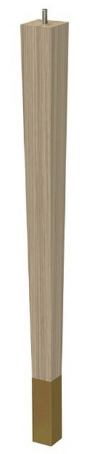 24" Square Tapered Leg with bolt & 4" Satin Brass Ferrule White Oak with Semi-Gloss Clear Coat Finish 1.87" SQ. x 24" H