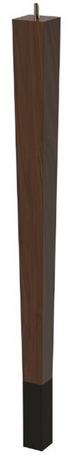 24" Square Tapered Leg with bolt & 4" Wrought Iron Ferrule Walnut 1.87" SQ. x 24" H