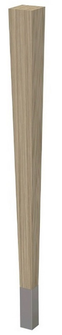 29" Square Tapered Leg & 4" Brushed Aluminum Ferrule Ash with Semi-Gloss Clear Coat Finish 2.25" SQ. x 29" H
