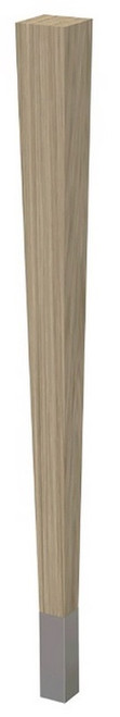 29" Square Tapered Leg & 4" Brushed Aluminum Ferrule White Oak 2.25" SQ. x 29" H