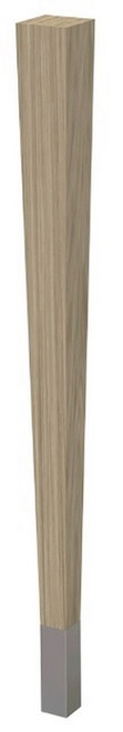 29" Square Tapered Leg & 4" Brushed Aluminum Ferrule White Oak with Semi-Gloss Clear Coat Finish 2.25" SQ. x 29" H